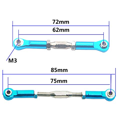Share Goo 4Pack ShareGoo Aluminum Alloy RC Turnbuckle Rod Steering Linkage Servo Link Pull Rod Tie Rod 62mm-75mm Compatible with Redcat Volcano EPX HPI HSP 94111 1/10 RC Car Monster Truck - Image 3