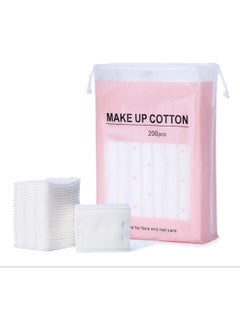 SYBL 200 Pcs Rectangle Pure Organic Facial Makeup Cotton Pads Lint Free Cotton Remover Pads Square Face Cleansing Pads Wipes Cotton Pieces Cotton Puff for Face Discharge Makeup Skin Clean and Care 
