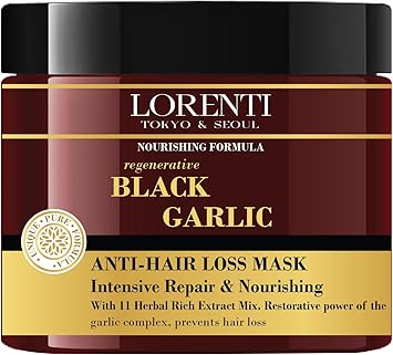 Lorenti Deep Conditioning Hair Mask 500 ml For Dry Damaged Dense Frizzed Hair Contains Vitamin B7 Proteins to Balance Moisturize Hair 169 Fl Oz Black Garlic - Image 1