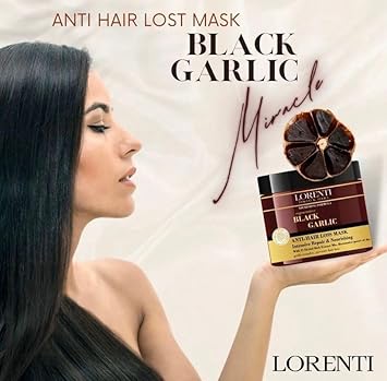 Lorenti Deep Conditioning Hair Mask 500 ml For Dry Damaged Dense Frizzed Hair Contains Vitamin B7 Proteins to Balance Moisturize Hair 169 Fl Oz Black Garlic - Image 3