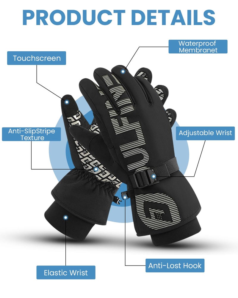 DULFINE Waterproof & Windproof -30Â°F Winter Work Gloves for Men/Women, 3M Thinsulate Thermal Lining Touch Screen Warm Gloves for Outdoor Ski,Cycling,Motorcycle - Image 2