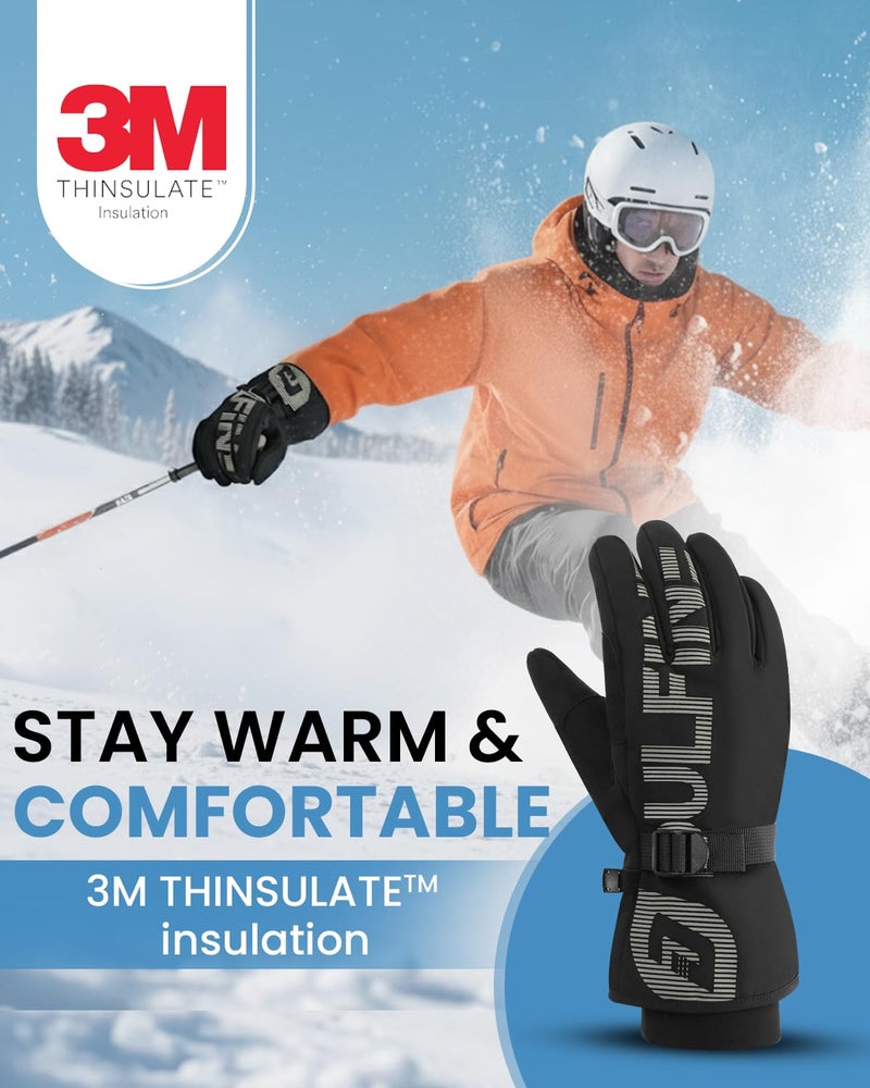 DULFINE Waterproof & Windproof -30Â°F Winter Work Gloves for Men/Women, 3M Thinsulate Thermal Lining Touch Screen Warm Gloves for Outdoor Ski,Cycling,Motorcycle - Image 4