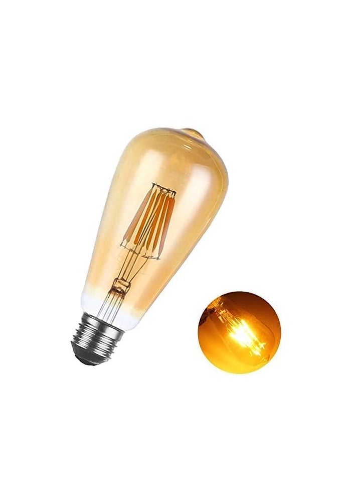 مصابيح LED ST64 الفينتاج 6W - زجاج كهرماني، أبيض دافئ (عبوة من 6) - Image 2