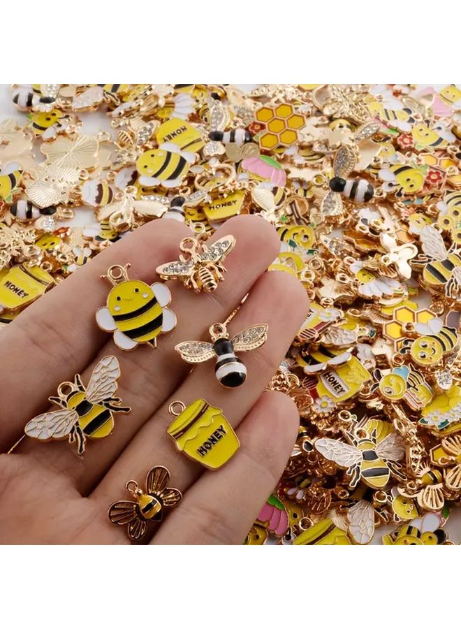 20 قطعة من أزرار المينا على شكل نحلة زيتية صفراء لصنع المجوهرات، سلاسل المفاتيح، والأساور - Image 3