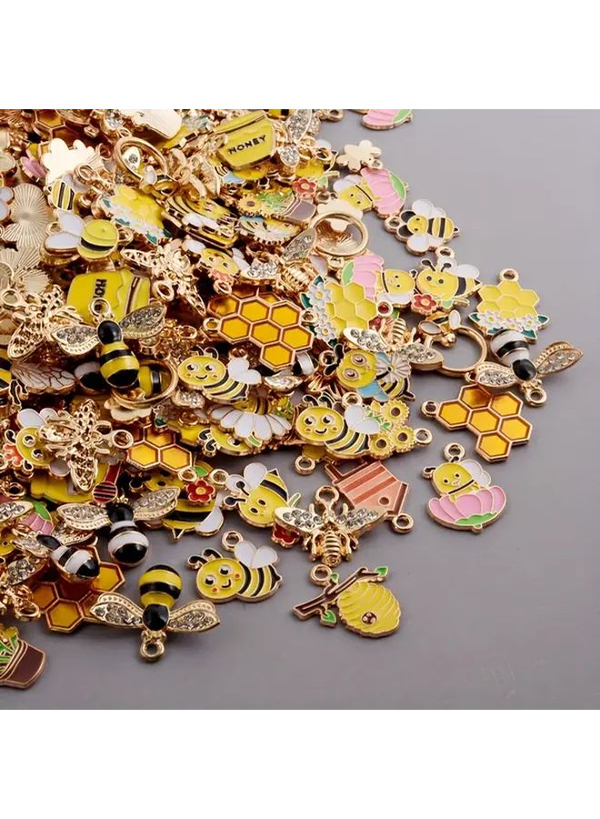 20 قطعة من أزرار المينا على شكل نحلة زيتية صفراء لصنع المجوهرات، سلاسل المفاتيح، والأساور - Image 4