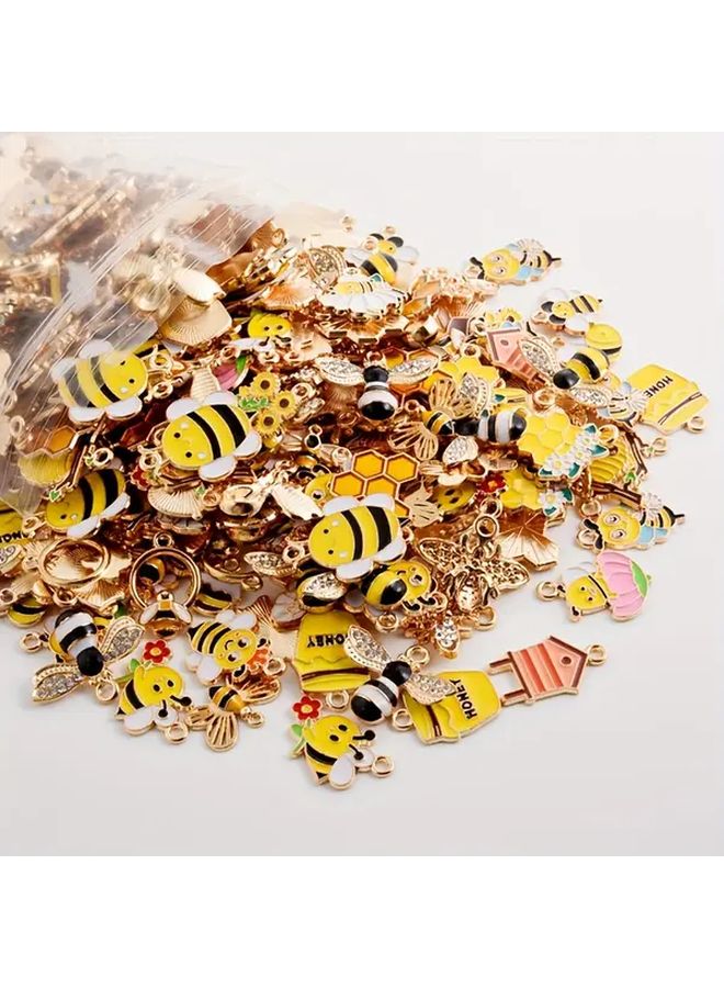 20 قطعة من أزرار المينا على شكل نحلة زيتية صفراء لصنع المجوهرات، سلاسل المفاتيح، والأساور - Image 2