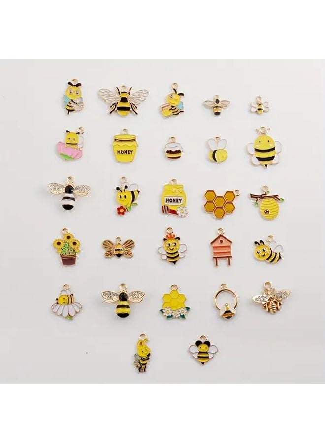 20 قطعة من أزرار المينا على شكل نحلة زيتية صفراء لصنع المجوهرات، سلاسل المفاتيح، والأساور - Image 5