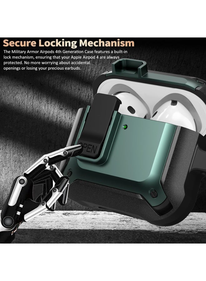 أنيوغرو غطاء حقيبة Airpods 4 مع مجموعة تنظيف، مادة PC مع قفل آمن غطاء متين لحقيبة Airpods الجيل الرابع 2024 LED مرئي في مقدمة الحقيبة - Image 2