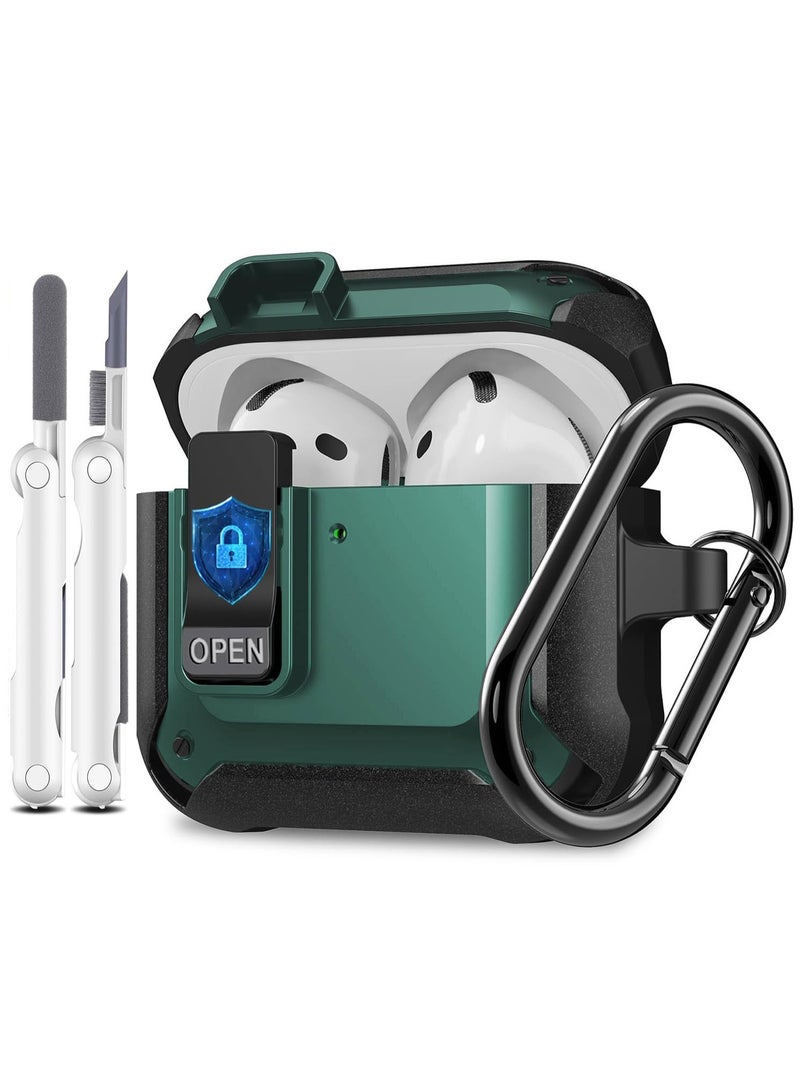 أنيوغرو غطاء حقيبة Airpods 4 مع مجموعة تنظيف، مادة PC مع قفل آمن غطاء متين لحقيبة Airpods الجيل الرابع 2024 LED مرئي في مقدمة الحقيبة - Image 1