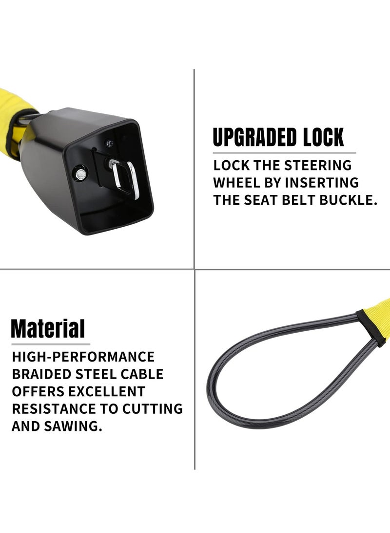 Barakah Car Steering Wheel Lock Seat Belt Lock Security Anti-Theft with 2 Keys Universal Fit Most Cars Vehicle SUV Golf Cart Truck - Image 5