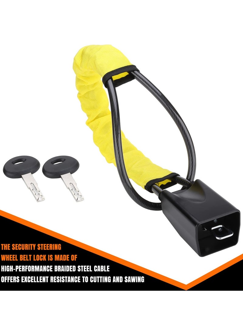 Barakah Car Steering Wheel Lock Seat Belt Lock Security Anti-Theft with 2 Keys Universal Fit Most Cars Vehicle SUV Golf Cart Truck - Image 2