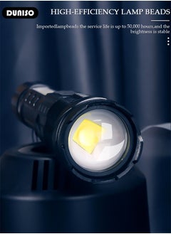 DUNISO LED Flashlights with Side Light Retractable Light Top Handheld  Flashlight Alloy with Zoomable 7 Modes Super Bright Flashlights for Emergencies Camping Hiking  - Image 3