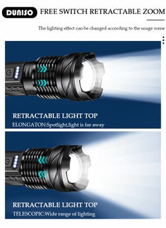 DUNISO LED Flashlights with Side Light Retractable Light Top Handheld  Flashlight Alloy with Zoomable 7 Modes Super Bright Flashlights for Emergencies Camping Hiking  - Image 4