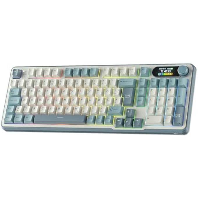 rayihni S98 DE MECHANICAL KEYBOARD WITH SMART DISPLAY & BUTTON, TOP MOUNT 96% WIRELESS MECHANICAL KEYBOARD BT/2.4G/USB-C, HOT-SWAPPABLE, SOFTWARE SUPPORT, 98 KEYS, QWERTZ - Image 1