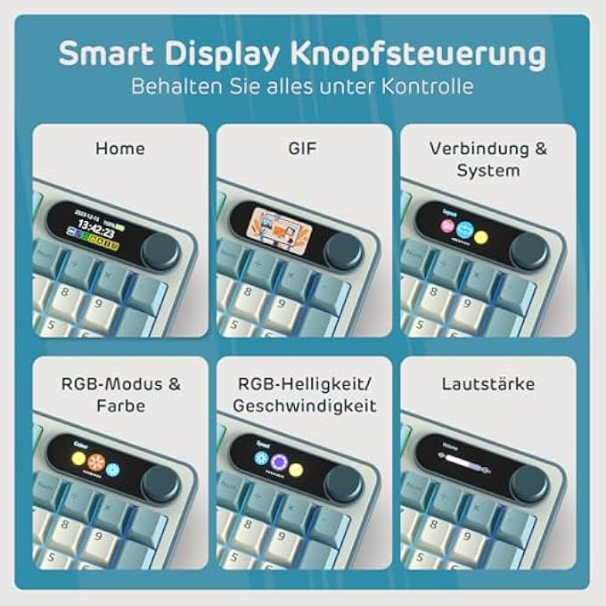 rayihni S98 DE MECHANICAL KEYBOARD WITH SMART DISPLAY & BUTTON, TOP MOUNT 96% WIRELESS MECHANICAL KEYBOARD BT/2.4G/USB-C, HOT-SWAPPABLE, SOFTWARE SUPPORT, 98 KEYS, QWERTZ - Image 3