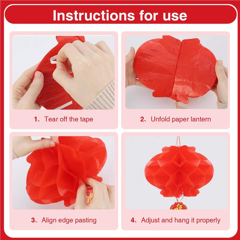 Biswiter Chinese New Year Decorations 2026, Lunar New Year Decorations, Lunar New Year Banner, Chinese Red Lanterns, Lucky Paper Fans, Lunar New Year Decorations 2026 - Image 4