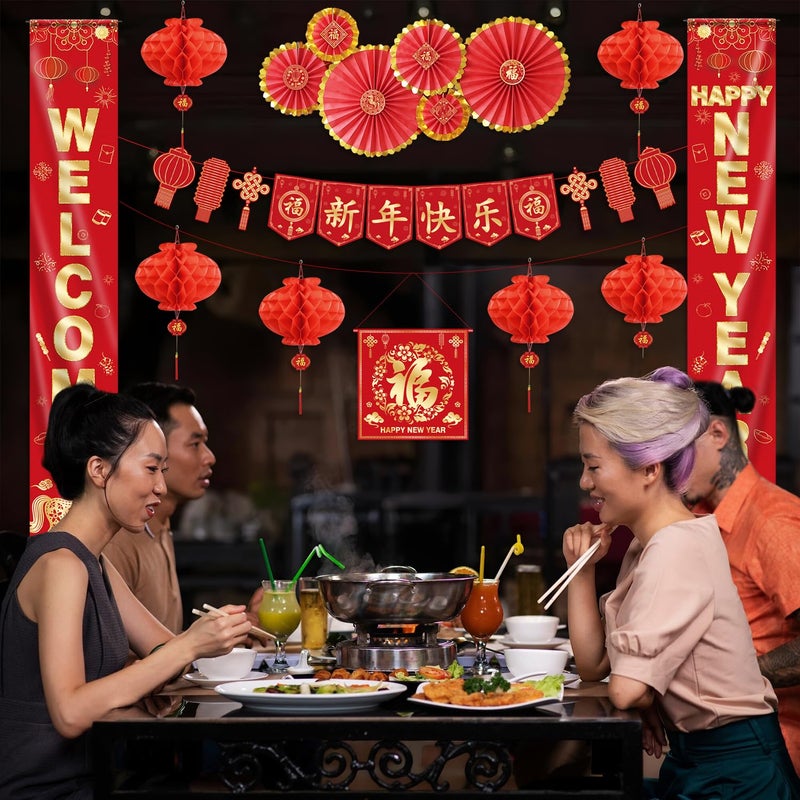 Biswiter Chinese New Year Decorations 2026, Lunar New Year Decorations, Lunar New Year Banner, Chinese Red Lanterns, Lucky Paper Fans, Lunar New Year Decorations 2026 - Image 5