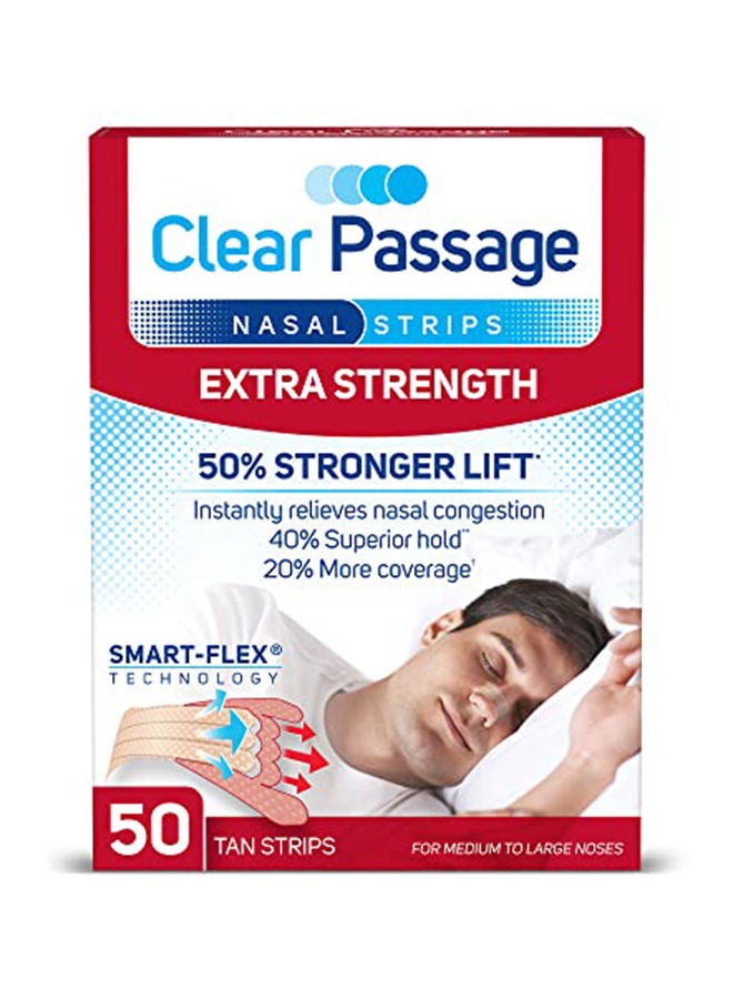 Clear Passage Nasal Strips Extra Strength, Tan, 50 Count - Image 1