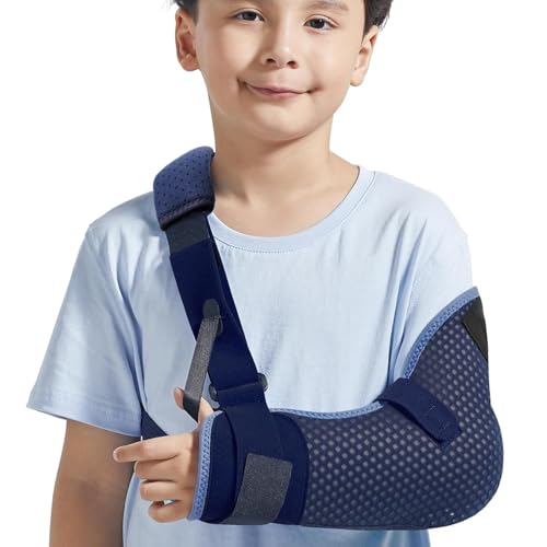 Velpeau حمالة ذراع الأطفال من فيلبو مع حزام الخصر، تصميم مهوي وقابل للتنفس، دعامة دعم الذراع للأطفال، الأولاد، الفتيات (نسخة شبكية، زرقاء، يسار، 2XS: محيط الصدر 19″-23.5″) - Image 1