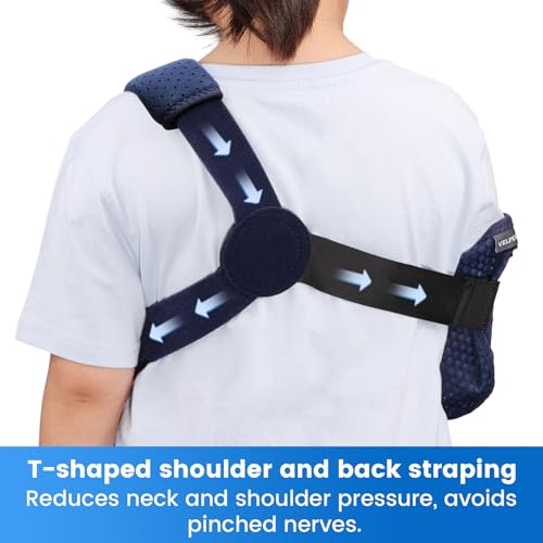 Velpeau حمالة ذراع الأطفال من فيلبو مع حزام الخصر، تصميم مهوي وقابل للتنفس، دعامة دعم الذراع للأطفال، الأولاد، الفتيات (نسخة شبكية، زرقاء، يسار، 2XS: محيط الصدر 19″-23.5″) - Image 3