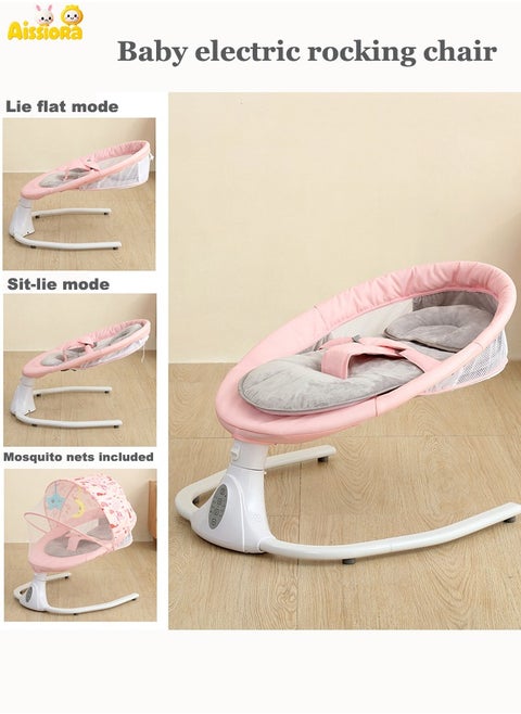 Electric baby rocking chair Multi-function automatic rocking bed With 4 adjustable swing speeds, Timer and remote control With mosquito net With music