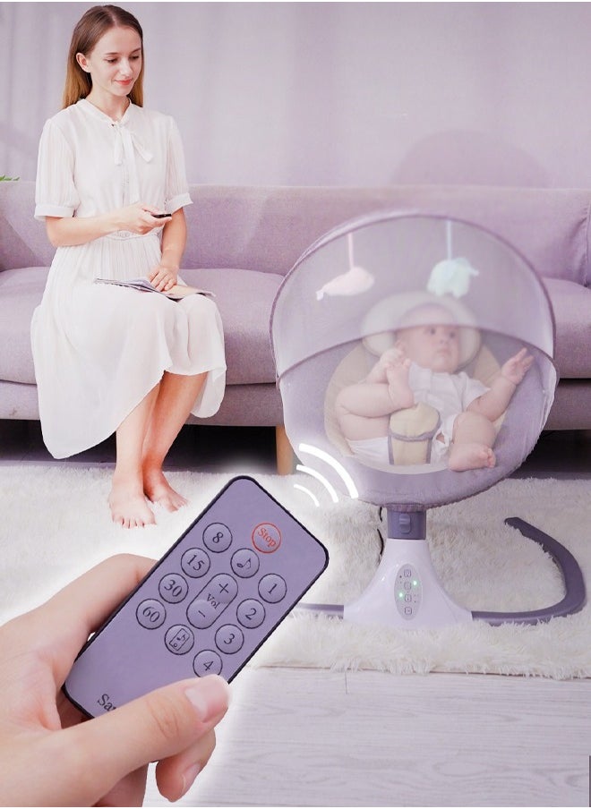Electric baby rocking chair Multi-function automatic rocking bed With 4 adjustable swing speeds, Timer and remote control With mosquito net With music