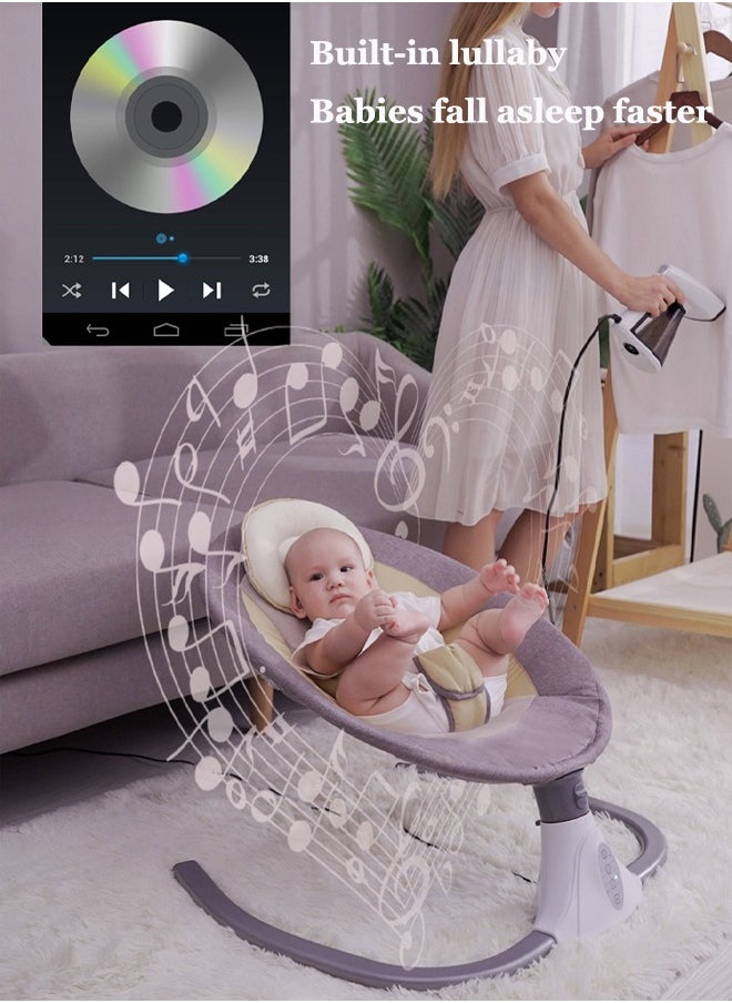 Electric baby rocking chair Multi-function automatic rocking bed With 4 adjustable swing speeds, Timer and remote control With mosquito net With music