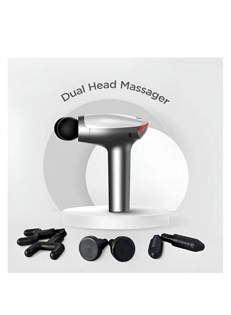 Blueidea مدلك محمول مزدوج الرأس - هادئ، 10 مستويات سرعة لتخفيف آلام العضلات العميقة والاسترخاء، مدمج وصديق للسفر - Image 1