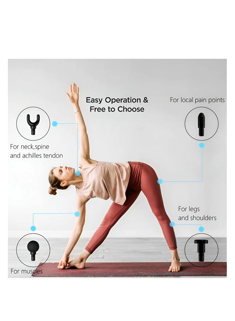 Blueidea مدلك محمول مزدوج الرأس - هادئ، 10 مستويات سرعة لتخفيف آلام العضلات العميقة والاسترخاء، مدمج وصديق للسفر - Image 3