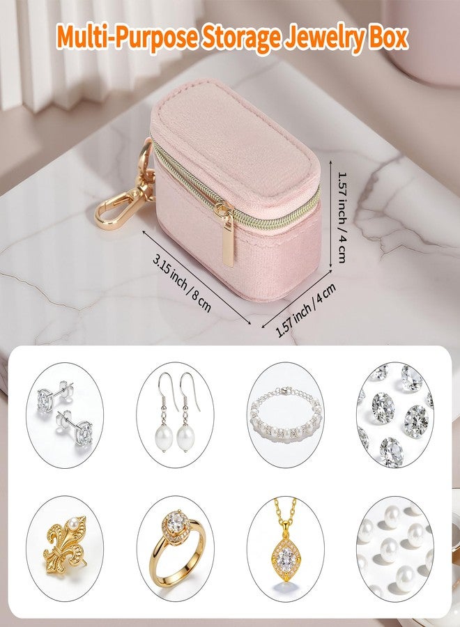 KUKUVR Mini Gym Velvet Jewelry Box with Keychain, Compact Travel Jewelry Holder for Ring Earring Necklace, Jewelry Organizer Case for Travel Daily Use, Ideal Gift for Her (Pink) - Image 2