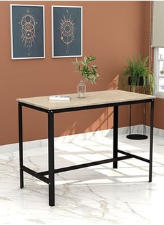 RIGID Steel Dining Table with Wooden Top Black 90x120x60cm  - Image 1