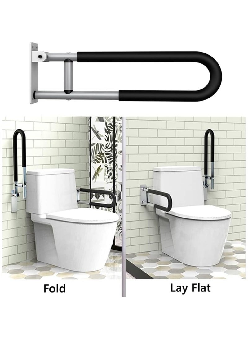 Hihonor 23.6 inch Foldable Handrail Grab Bars, Wall Mounted Toilet Safety Support for Handicap Elderly Seniors Disabled, Shower Bathroom Accessories…  - Image 2