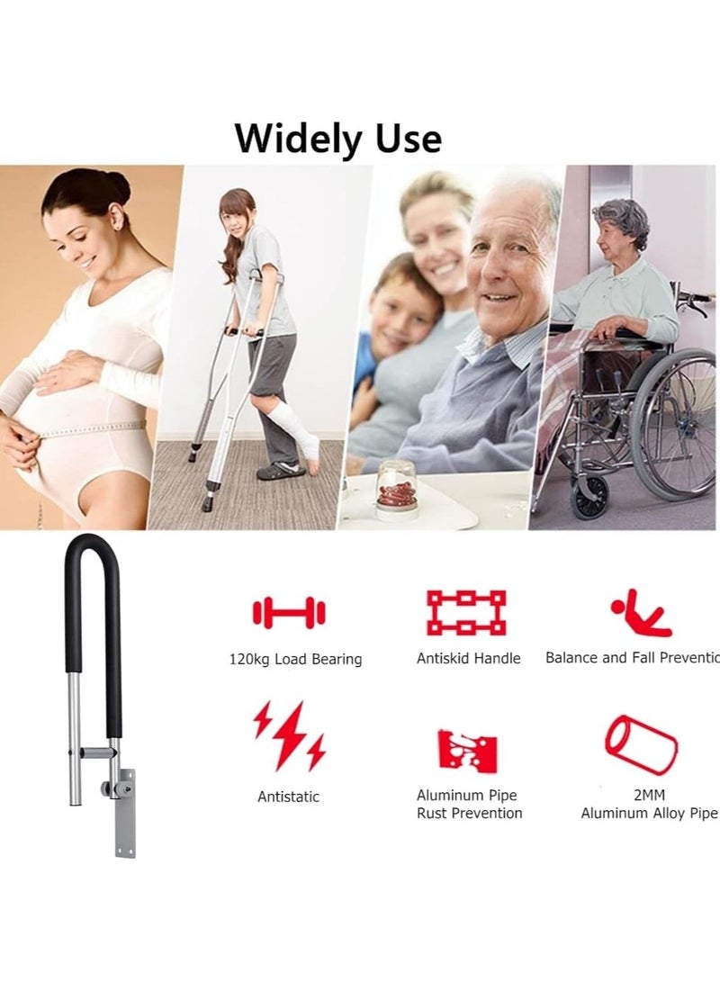 Hihonor 23.6 inch Foldable Handrail Grab Bars, Wall Mounted Toilet Safety Support for Handicap Elderly Seniors Disabled, Shower Bathroom Accessories…  - Image 4