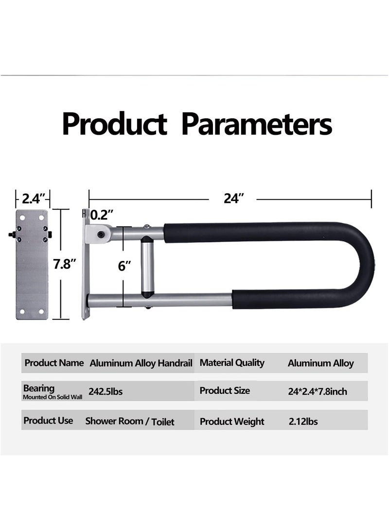 Hihonor 23.6 inch Foldable Handrail Grab Bars, Wall Mounted Toilet Safety Support for Handicap Elderly Seniors Disabled, Shower Bathroom Accessories…  - Image 5