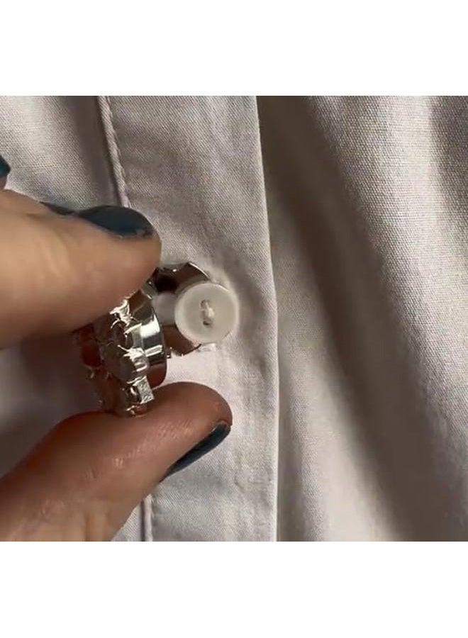 Button Covers for Women - Rhinestone Cufflinks for Shirt, Jeans, Tuxedo - Formal Business Accessories - Unique Idea - 1pc, Brass, glasses - Image 4