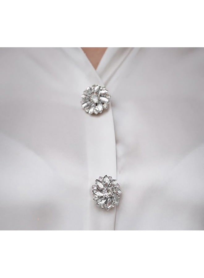 Button Covers for Women - Rhinestone Cufflinks for Shirt, Jeans, Tuxedo - Formal Business Accessories - Unique Idea - 1pc, Brass, glasses - Image 3