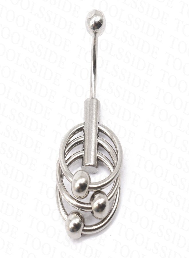 TOOLSSIDE مجوهرات ثقب السرة من TOOLSSIDE VCH بثلاث حلقات، مصنوعة من الفولاذ المقاوم للصدأ، حلقات ثقب السرة للنساء، مقاس 14G - Image 1