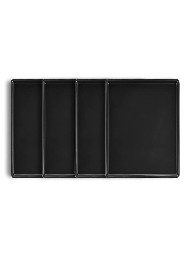 Stone Lain Grace Stoneware Dinner Plate Set, Includes 4 Plates, Black - Image 1