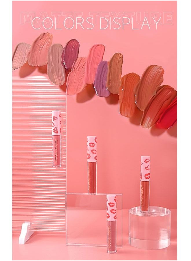 Matte Liquid Lipstick Makeup Long Lasting Wear Non Stick Cup Not Fade Waterproof Lip Gloss 12