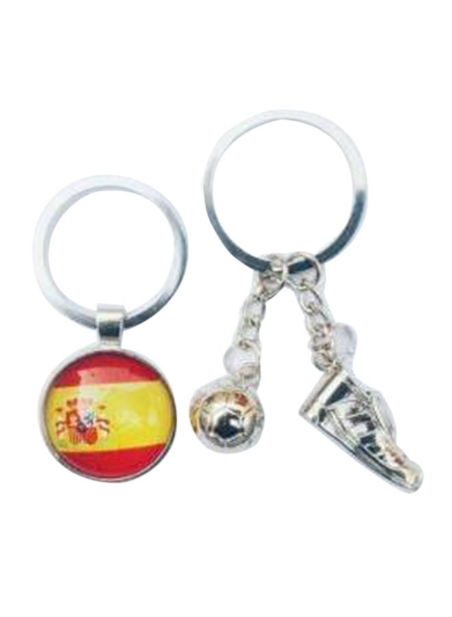 NIBEMINENT World Cup 2018 Spain Flag And Football Boot Key Ring Combo