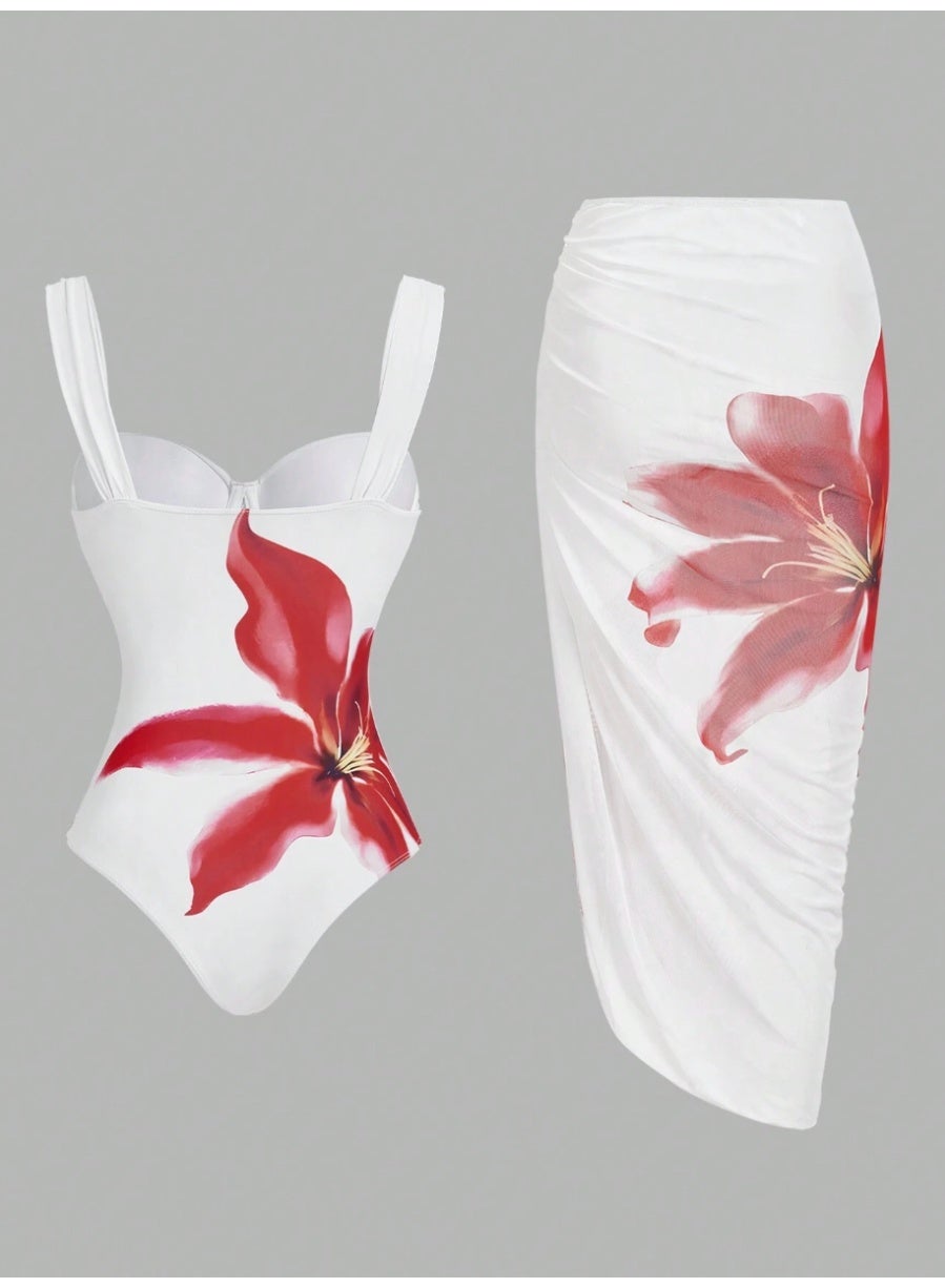 Swim Oasis Women's Floral Print 2-Piece Swimsuit Summer