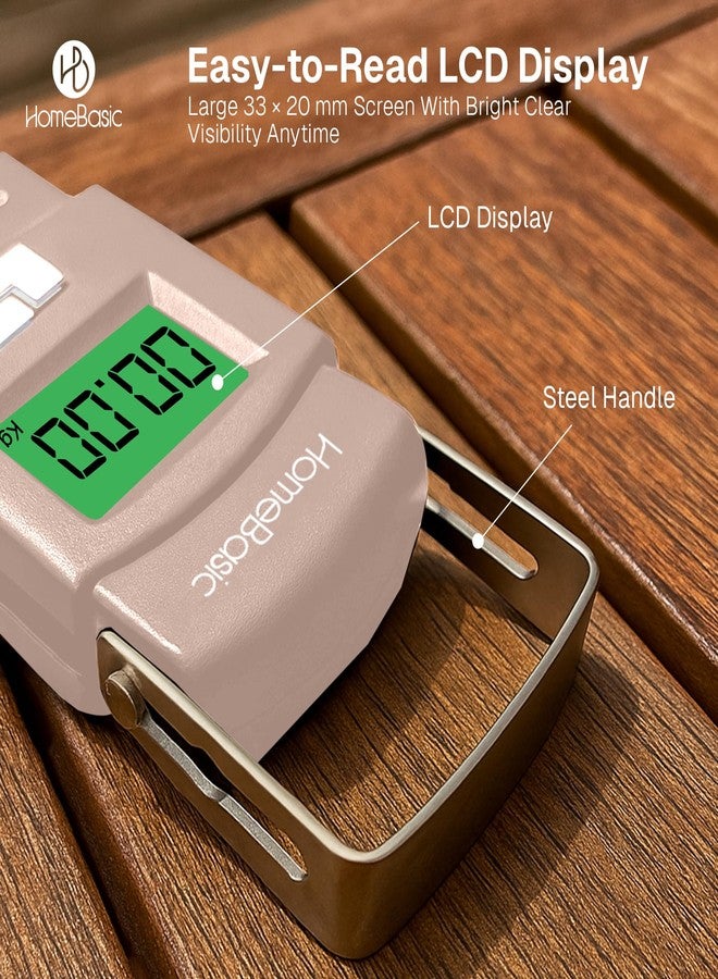 Home Basic HOMEBASIC Digital Luggage Weighing Scale 50kg(4 Unit Modes) High Accuracy Portable Travel Weight Machine, LCD Display, Tare Function, Overweight Alert, Hook Strap, for Travel Home Kitchen Shop (BEIGE) - Image 5
