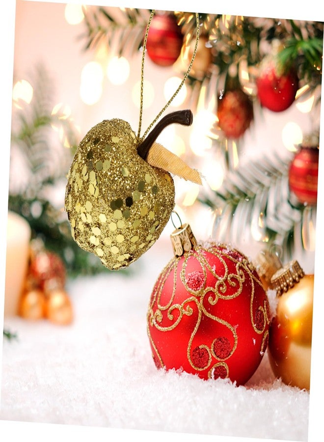 جارنيك مجموعة زينة عيد الميلاد من جارنيك، 20 قطعة من تفاحات ذهبية صغيرة معلقة، زينة فاكهة صغيرة لامعة على شكل تفاحة، 1.4 بوصة، لتزيين شجرة عيد الميلاد والحفلات والعطلات - Image 2