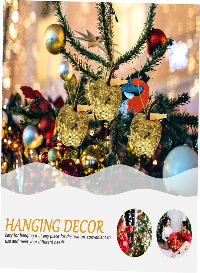 جارنيك مجموعة زينة عيد الميلاد من جارنيك، 20 قطعة من تفاحات ذهبية صغيرة معلقة، زينة فاكهة صغيرة لامعة على شكل تفاحة، 1.4 بوصة، لتزيين شجرة عيد الميلاد والحفلات والعطلات - Image 3