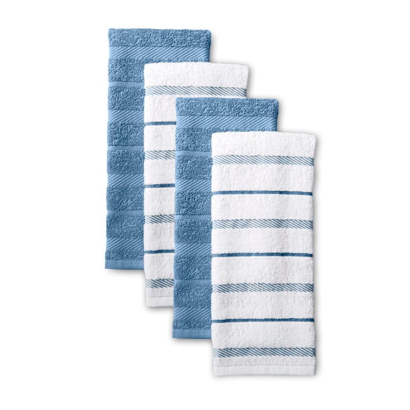 KitchenAid KitchenAid Albany Kitchen Towel 4-Pack Set  Blue Velvet /White  16""x26""  - Image 1