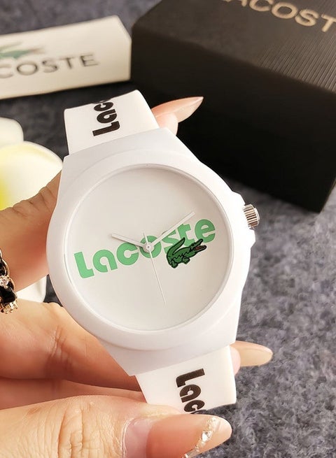 الرجال والنساء جولة الرقم الأبيض الساعة الكوارتز مع حزام السيليكون 42CM