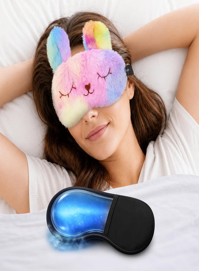 Jenna Eye Mask for Sleeping with Adjustable Strap Super Soft Sleeping Mask Blind Fold for Comfortable Sleep Travelling Sleep Mask Pad for Girls Sleeping (Bunny-Multi-Gel) - Image 1