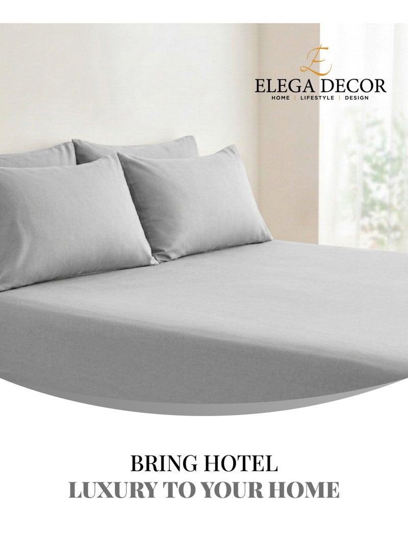 Elega Decor 210TC Cotton Satin Queen Solid Bed Sheet Set 3PC | Soft Breathable Satin Flat Sheet 229x256 cm | 2 pillowcase 50x75 cm | OEKO-TEX & ECAS Certified - Image 1