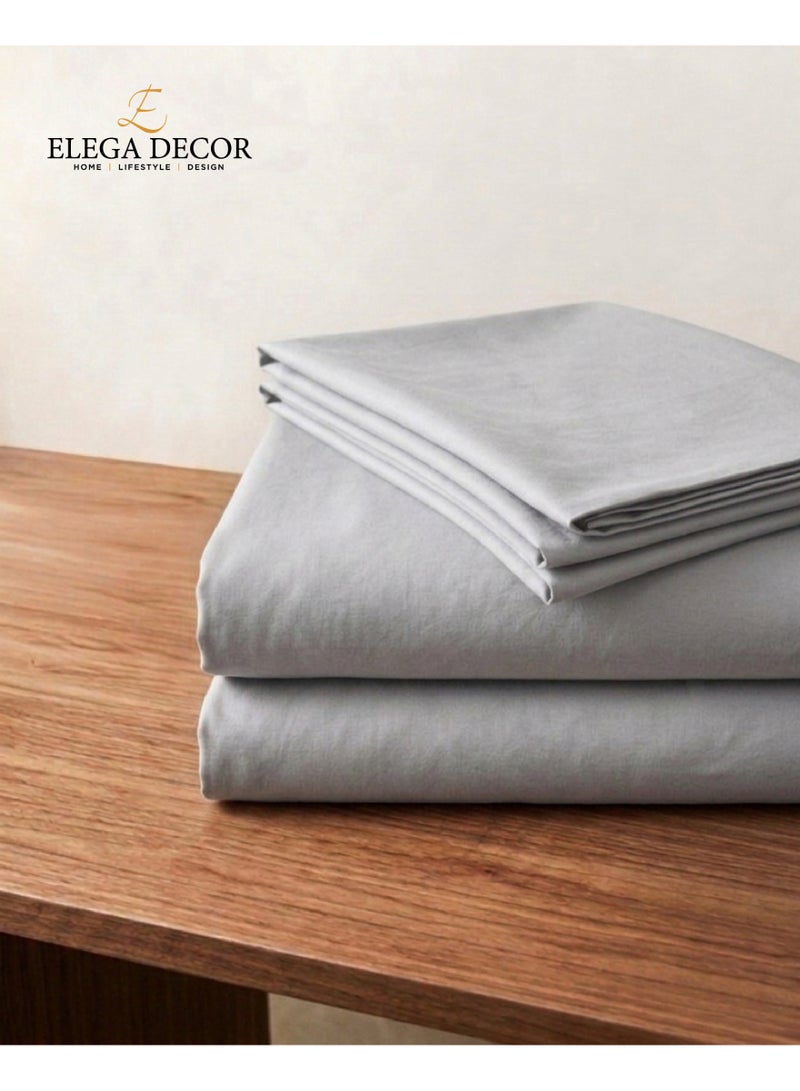Elega Decor 210TC Cotton Satin Queen Solid Bed Sheet Set 3PC | Soft Breathable Satin Flat Sheet 229x256 cm | 2 pillowcase 50x75 cm | OEKO-TEX & ECAS Certified - Image 2