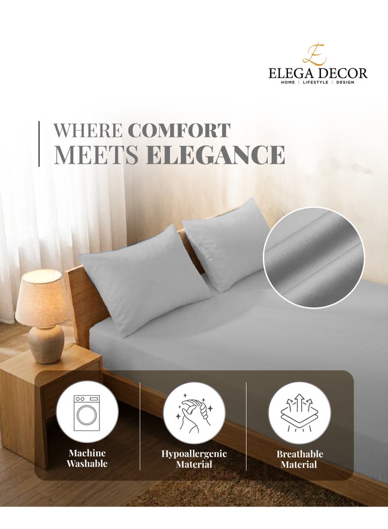 Elega Decor 210TC Cotton Satin Queen Solid Bed Sheet Set 3PC | Soft Breathable Satin Flat Sheet 229x256 cm | 2 pillowcase 50x75 cm | OEKO-TEX & ECAS Certified - Image 3